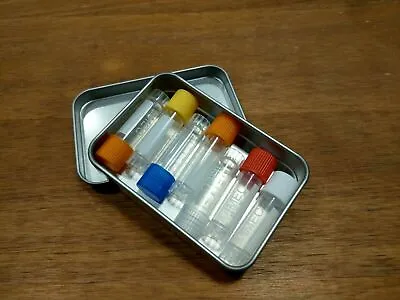Survival Kit EMPTY Tin (OPEN CAP) & 7 Mini Containers With Assorted Color Caps • $7.99