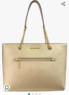 MICHAEL KORS JET SET MEDIUM CHAIN TOTE BAG PURSE PALE GOLD *FREE Gift* • $124.50