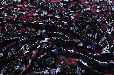 3.2 Yd/ Vintage Mulberry Silk Velvet Fabric Luxury Oriental Cloth Uzbek Textile • $96