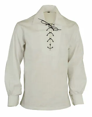 $42.98 • Buy Buy White Jacobite Scottish Ghillie Kilt Shirt Jacobean - Size Small To Xxxl