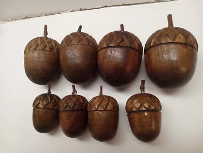 VTG Lot Of 8 Natural Decor Carved Wooden  Acorn Nuts • $41.25