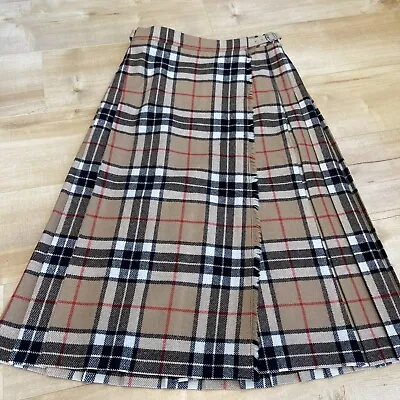 Nova Check Kilt Skirt Vintage Tartan 100% Wool & Leather England Size 8 • $60