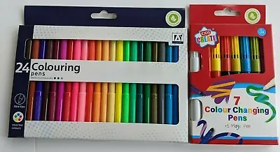 £5.25 • Buy Box Of 7 Colour Changing Felt Pens With A Magic Pen & Box 24 Felt Pens Stocking