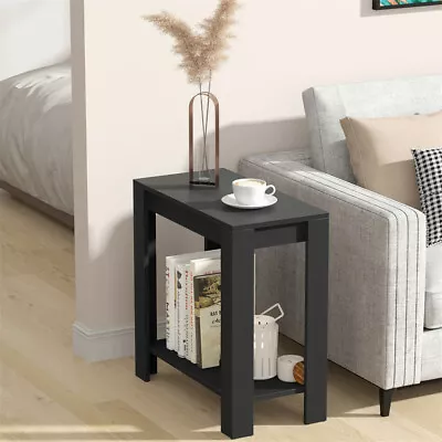 Rustic 2Tiers Side Table Open Accent Table Bedside Storage Slim Coffee End Table • $85.90