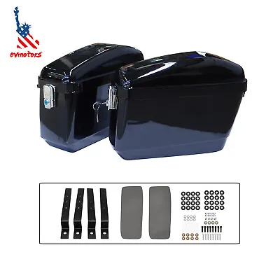 Hard Saddle Bags Trunk Luggage With Mounting Brackets Motorcycle For Cruiser • $89.25