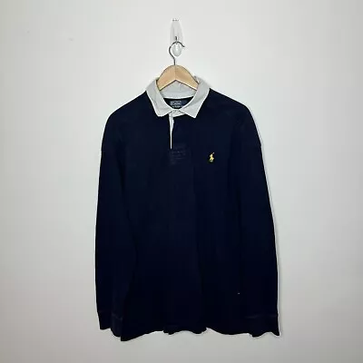 Vintage Polo Ralph Lauren Rugby Shirt XL Mens Custom Fit Navy Blue • £34.99