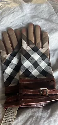 Burberry Nova Check Leather  Gloves Authentic  • $200
