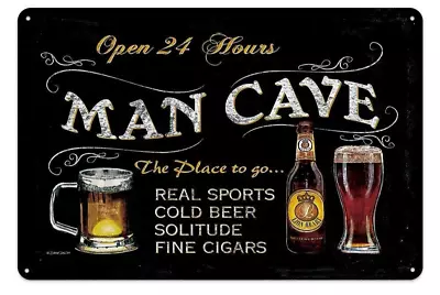 Man Cave Open 24 Hours Metal Tin Sign Bar Pub Club Poster Retro Plaque Decor • $15.98