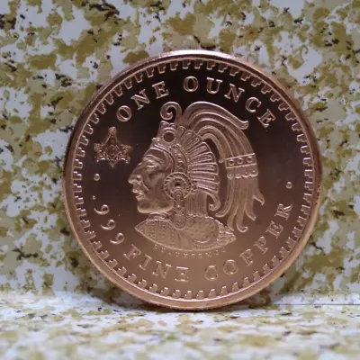Masonic Challenge COIN 1 Oz 999 FINE Copper Round Stamped Token Aztec Calendar • $12.50