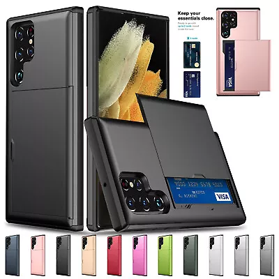 $13.69 • Buy For Samsung Note20 S20 S21 S22 Ultra Plus S10 Shockproof Card Holder Wallet Case
