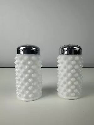 Vintage Fenton Milk Glass Hobnail Salt & Pepper Shakers MCM Retro Cottage • $9.99