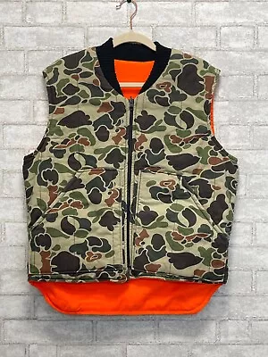 Vintage Walls Duck Hunting Vest Men's Size M Full Zip Camo Reversible Orange • $39.99