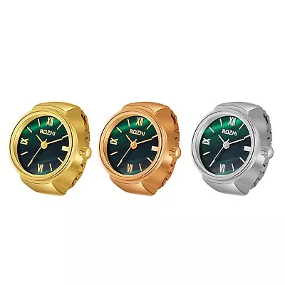 Fashion Green Dial Quartz Finger Ring Watch Elastic Band Adjustable Men Women • $9.99