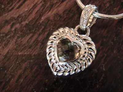 $49.50 • Buy Judith Ripka Sterling Silver Necklace & HEART Citrine & CZ Pendant 16  -13.5g