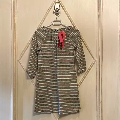 Morgan And Milo Girls Ruby Heather Gray And Pink Striped Shoestring Dress 8 • $15