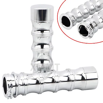 1  Chrome Motorcycle Hand Grips Handlebar Fit For Harley Sportster 1200 Softail • $24.68