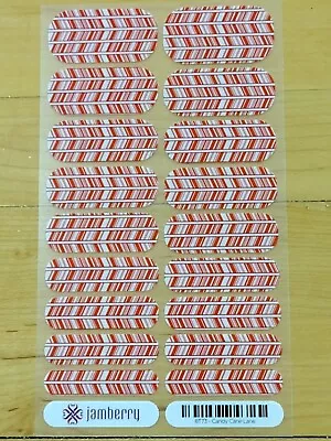 Jamberry ~Candy Cane~ Nail Wraps Full Sheet DS02 Red White Stripes Christmas  • $12