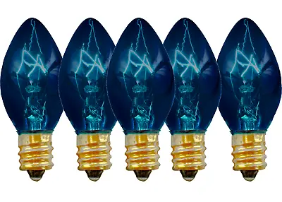 C-7 Blue Clear Steady Christmas Light Bulbs - Brand New 1 Box Of 25 C7 E12 • $14.99