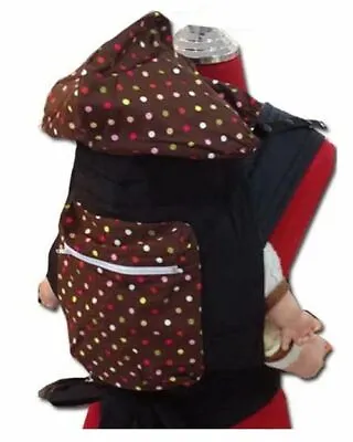 Mei Tai Baby Carrier Sling With Hood And Pocket - Brown With Small Polka Dots • £27.99