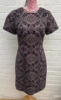 Monsoon Shift  Dress Blue UK 10 Tapestry Paisley Floral Party Occasion Pencil  • £19.99