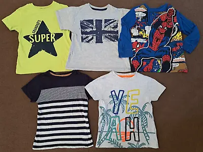 Boys T-Shirt Top Bundle X5 George Marvel F&F Rebel - Age 4-5 Years • £7.49