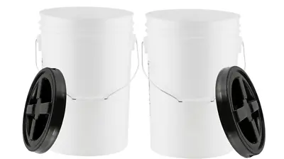 6 Gallon Food Grade BPA Free Buckets Pails With Screw On Gasket Lids (Pack Of 2) • $63.77