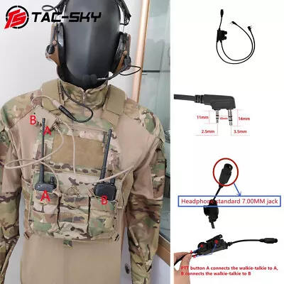 TS TAC-SKY 2 Pin Dual Communication U94 PTT 7.0mm Plug For Tactical Headset • $99.56