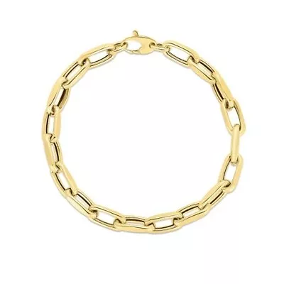 14k Yellow Gold French Cable PAPERCLIP Link Mens Chain Bracelet 7.5  4.5 Gr 6MM • $506