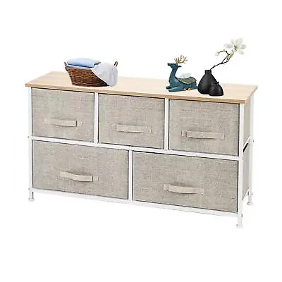 Fabric Chest Of Drawers Storage Cabinet Unit MDF Metal Frame Bedside End Table • £35.99