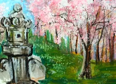 ACEO Original Painting WASHINGTON DC In SPRING Cherry Blossom TREES Kasheta ART • $13.99