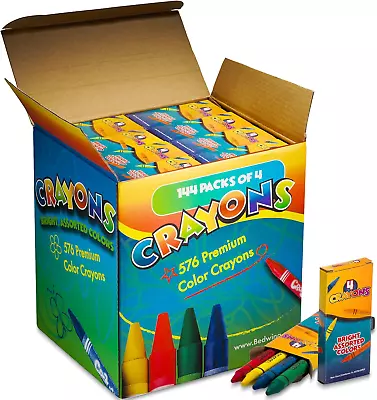 Bulk Crayons - 576 Crayons! Case Of 144 4-Packs Premium Color Crayons For Kids  • $36.94