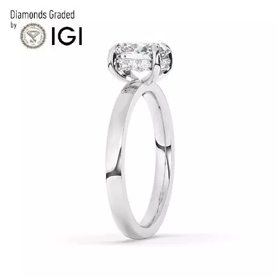 Oval Solitaire Hidden Halo 14K White Gold Engagement Ring 1 Ct Lab-grown IGI • $1038