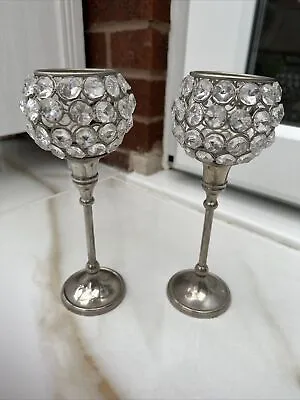 Crystal Tea Light Candle Holders Votive Wedding Centrepiece Home Decor X2 • £12.99