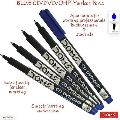 DOMS OHP CD DVD Extra Fine Tip BLUE Professional Marker Pens For Most Surfaces • £2.09