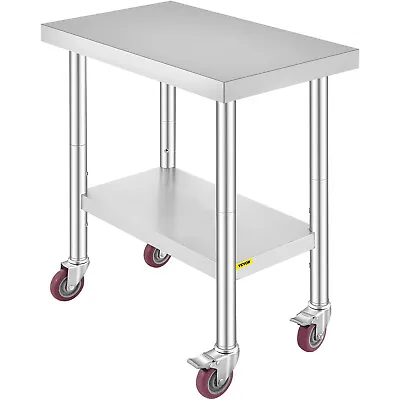 18  X 30  Stainless Steel Work Prep Table With Wheels Commercial Food Pre Table • $79.99