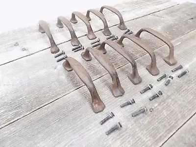 $27.99 • Buy 12 Cast Iron Handles Rustic Drawer Pulls 5 1/4  Long W/ Screws Pull Handle Grasp