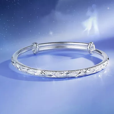 Womens 999 Sterling Silver Bangle Star Mobius Bracelet Ladies Jewellery Gift • $34.03