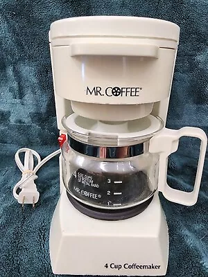 Mr Coffee 4 Cup Coffee Maker White AD4 Saves Space Small Compact Condo Living  • $40