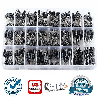 500pc Radial Electrolytic Capacitor Assortment Kit 24 Value 0.1uF-1000uF 10V-50V • $12.99