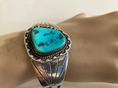 Nice Vintage Navajo Sterling Silver Turquoise Bracelet 7” • $175