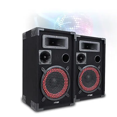Max Pair 8  Inch 3-Way Passive Speakers Bedroom Monitors Home DJ Party 500W • £107.99