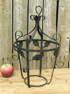 Antique Vintage Wrought Iron Hanging Plant Holder Garden 14 1/2 Inches High • $24.99