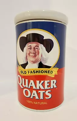 QUAKER OATS 120 Anniversary Cookie Jar Canister Lid 1997 Ceramic Oatmeal Recipe • $24