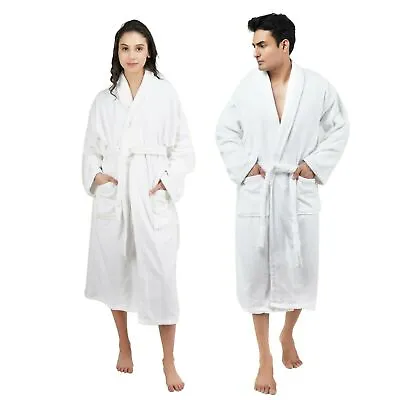 Mens & Ladies Bathrobe 100% Cotton Terry Towelling Shawl Dressing Gown Bath Robe • £21.99
