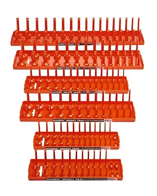 Hansen 6pc Socket Organizer Tray Rack Holder Metric SAE 1/4  3/8  1/2  Orange • $59.97