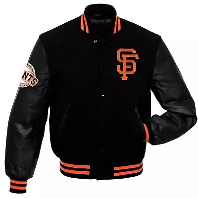 MLB San Francisco Giants Letterman Varsity Jacket With Genuine Leather Sleeves • $109