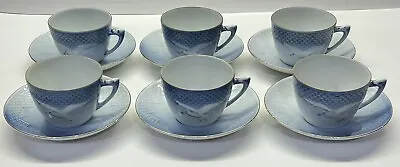 6 X Bing & Grondahl 1980's Vintage B&G Gold Rim Seagull Theme Cups / Saucers 475 • $89.99