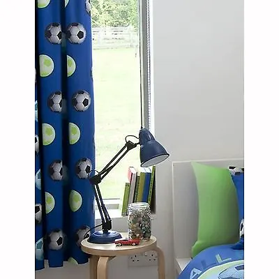 Catherine Lansfield Lined Football Curtains Blue Kids Bedroom 66  X 72  Free P+p • £35.99