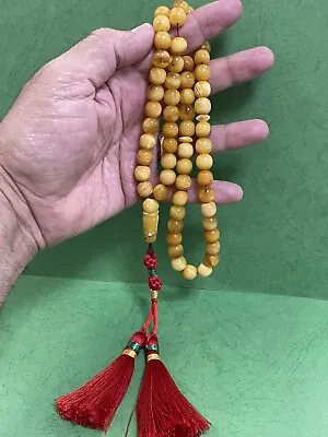 Antique Rare Egg Yolk Baltic Amber Necklace  Prayer Islamic 38 Beads 33g مشجر R5 • $2900