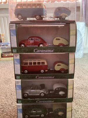 £15 • Buy Hongwell Cararama Volkswagen Beetle Car With Caravan Trailer 1:43 BOXED